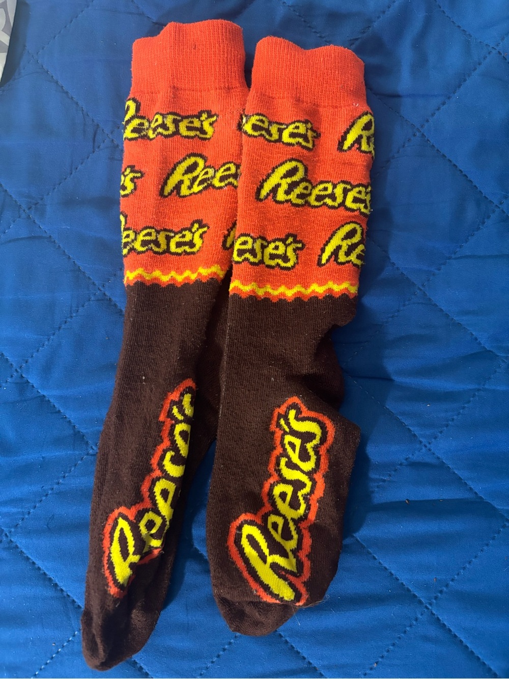 Men's Novelty Crew Socks - Orange & Brown